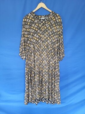 Fransa (Denmark) XL Dress Midi Geometric Tile pattern 3/4 Sleeve
